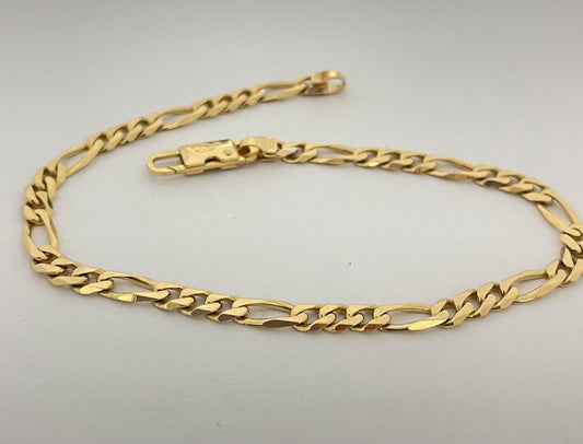 18K Yellow Gold Figaro 4mm Men's Bracelet