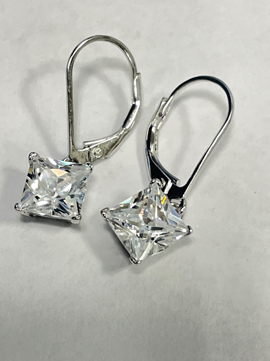 White Silver  Earring with CZ