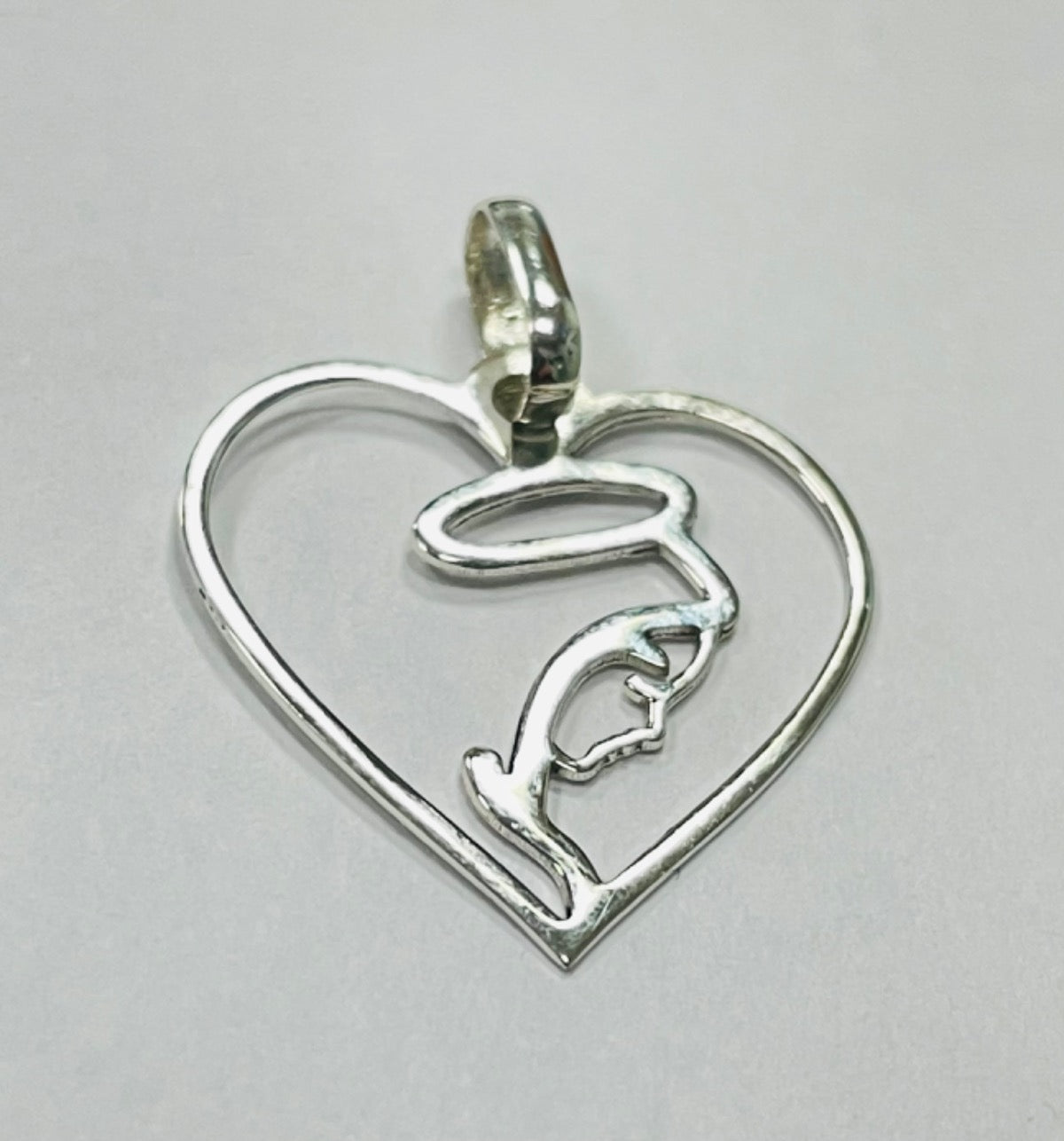 White Silver Our Mother Heart  Pendant