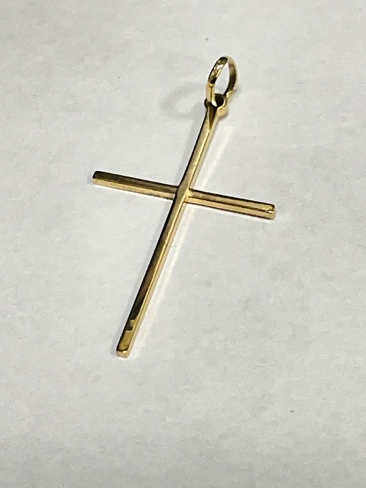 18K Yellow Gold Thin Cross Pendant