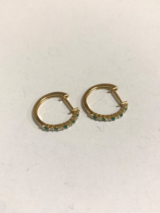 14K Yellow Gold  Earring with Diamond and Emerald