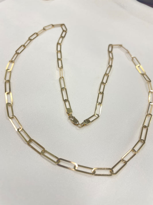 18K Yellow Gold Paper Clip  Chain