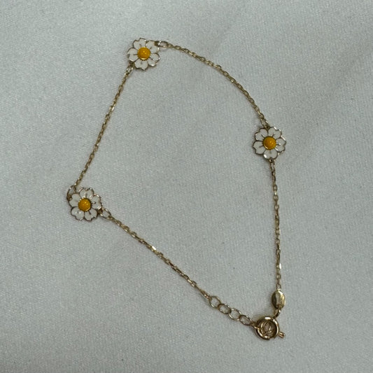 14K Yellow Gold Flower  Bracelet