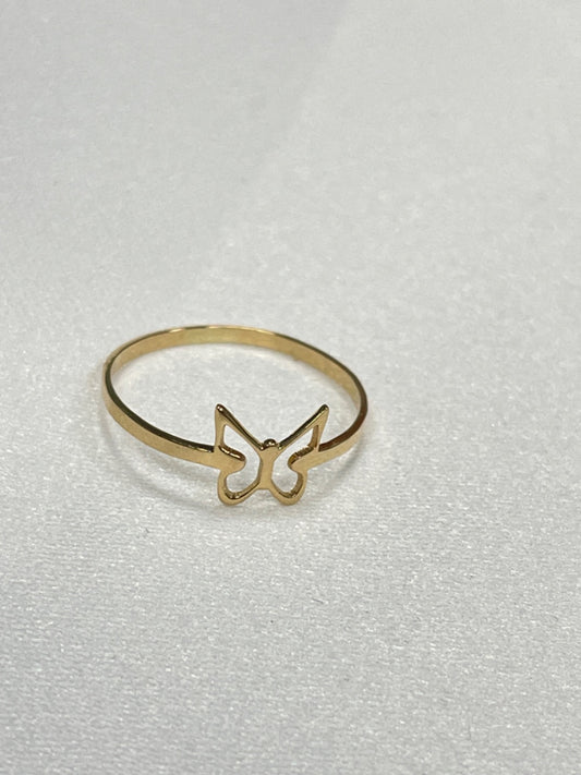 18K Yellow Gold Butterfly  Ring