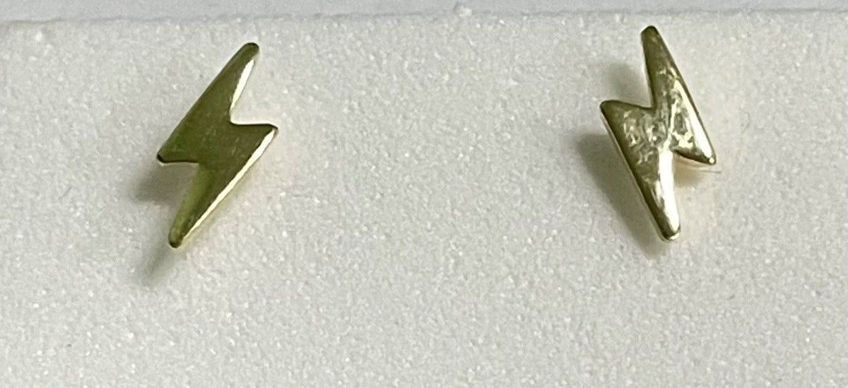 18K Yellow Gold Lighting Bolt  Earring