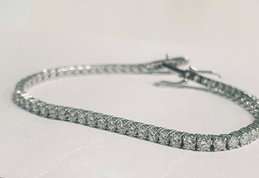14K White Gold Tennis  Bracelet with Lab Diamond