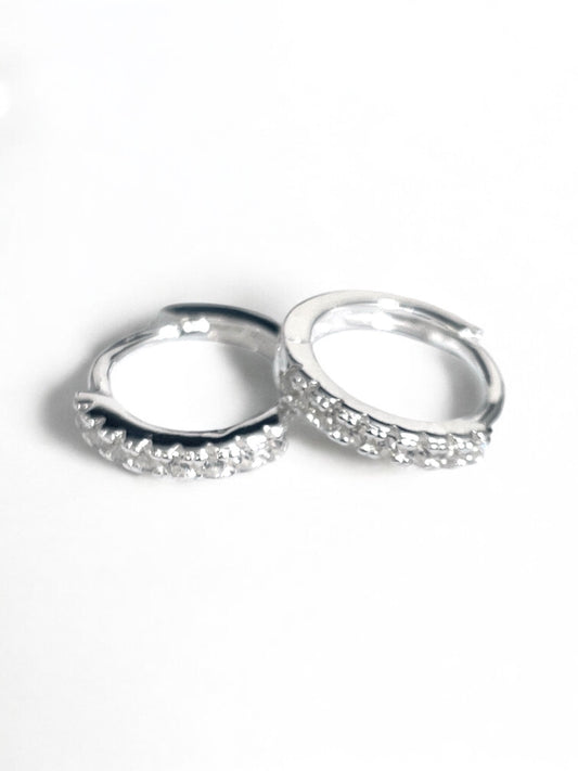 White Silver Hoop Earring with CZ