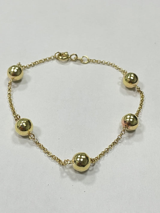 18K Yellow Gold Ball Bracelet