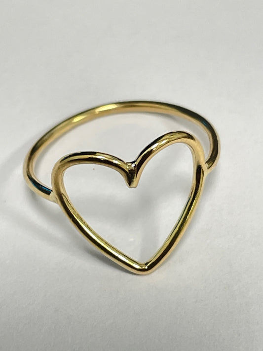 18K Yellow Gold Heart Ring