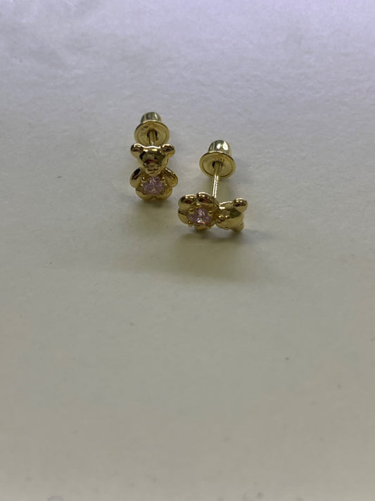 Brincho de urso de ouro amarelo de 14k com CZ
