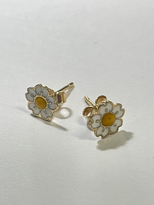 14K Yellow Gold Flower Earring