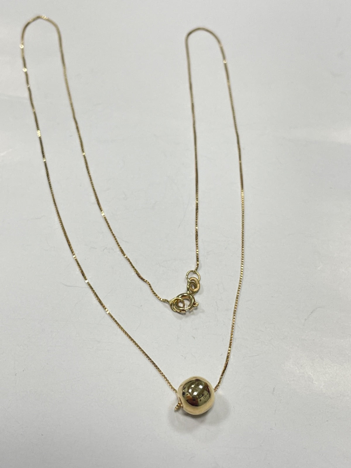 18K Yellow Gold 7mm Ball Charm Necklace Set