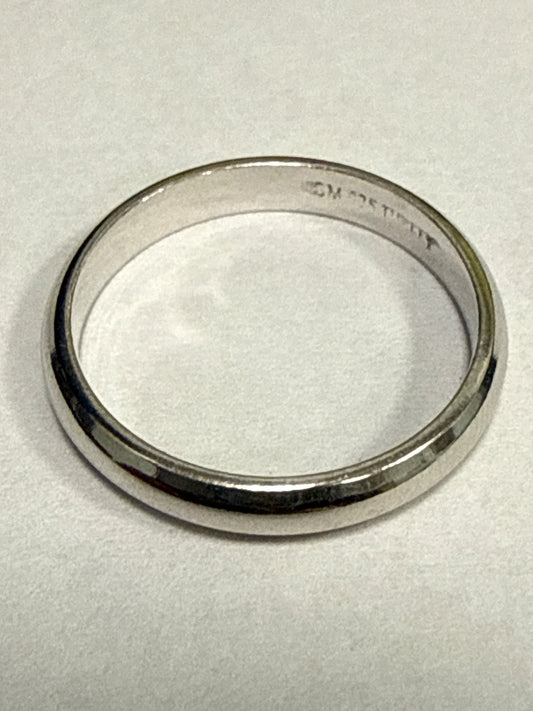 White Silver  Wedding Band