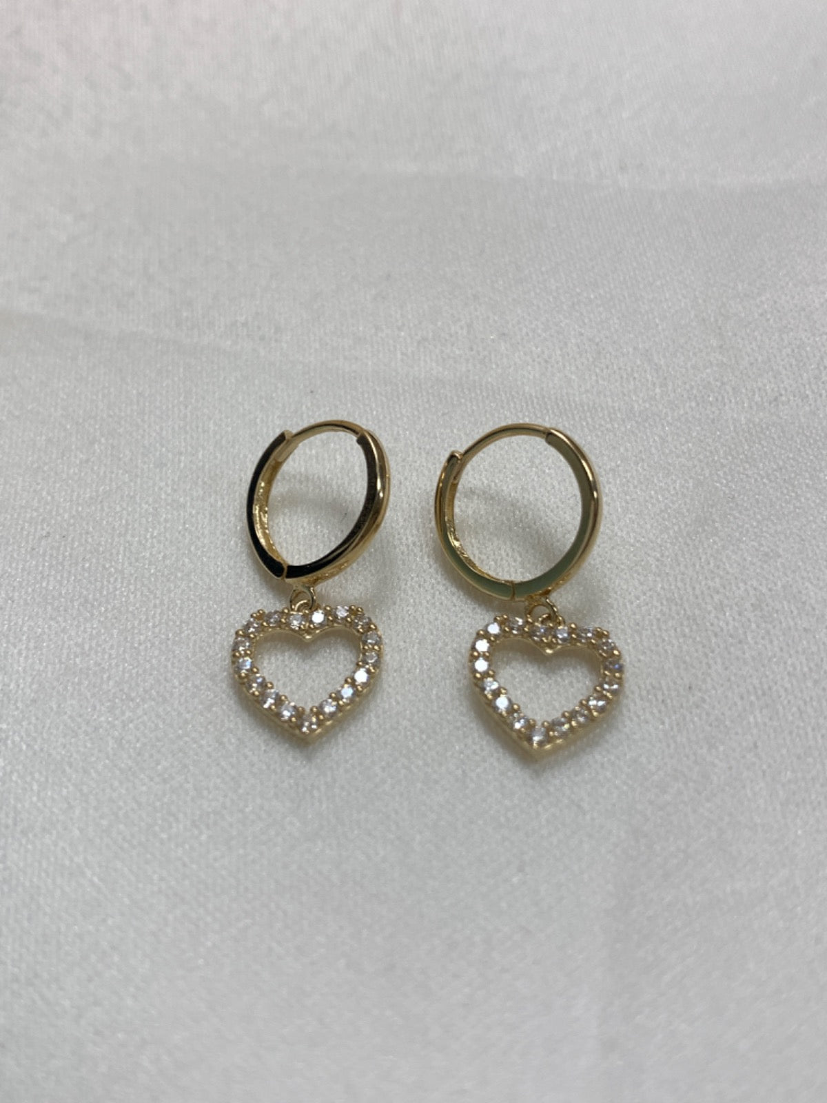 14K Yellow Gold Heart Earring with CZ