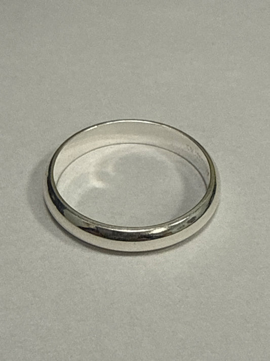 White Silver  Wedding Band