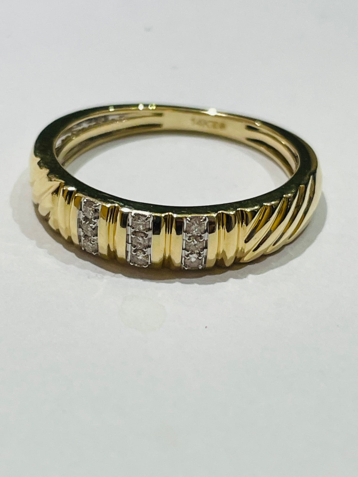 14K Yellow Gold  Wedding Band with Diamond