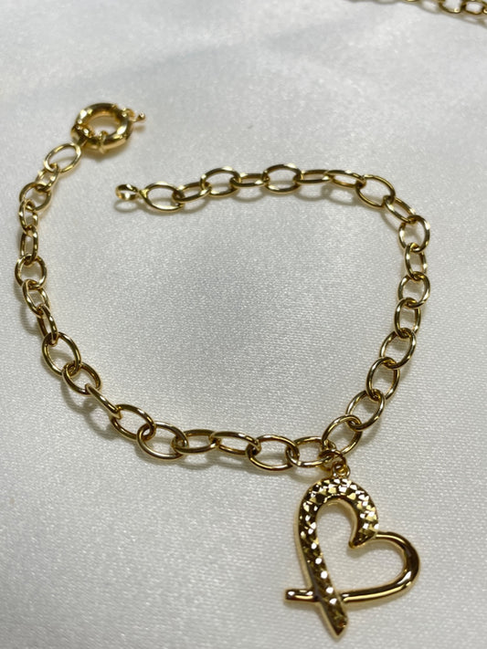 18K Yellow Gold Heart  Bracelet