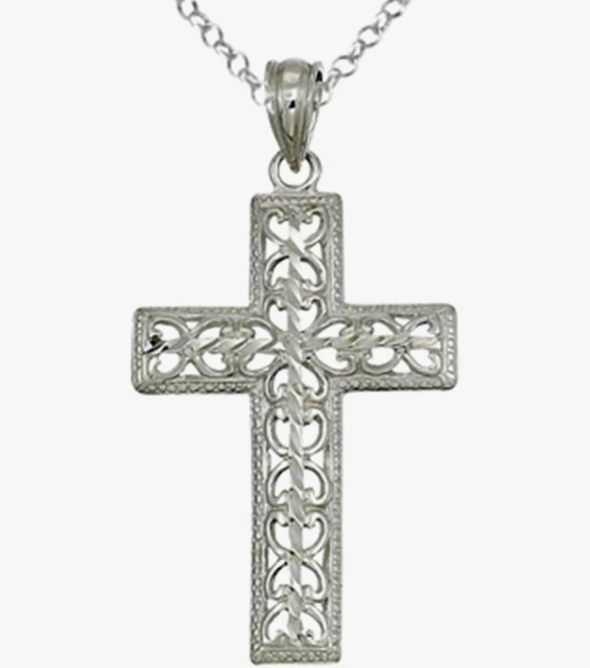 White Silver Cross Necklace