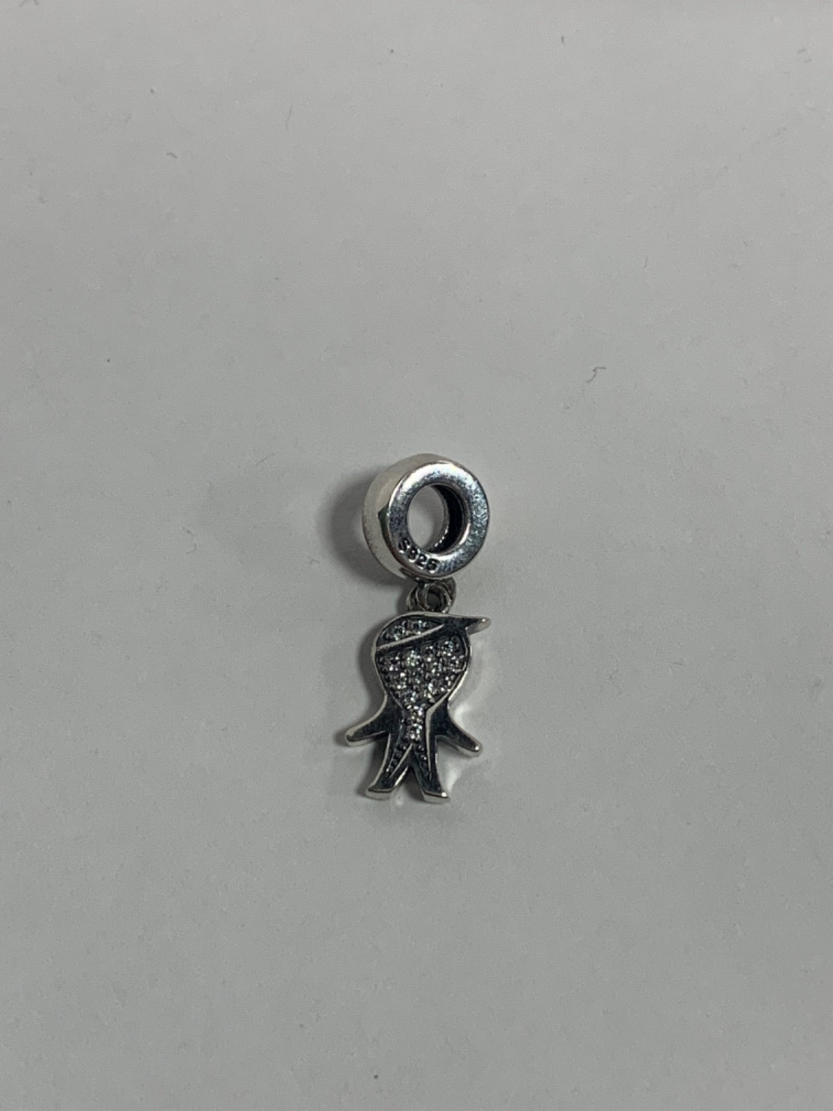 White Silver Boy Charm with CZ