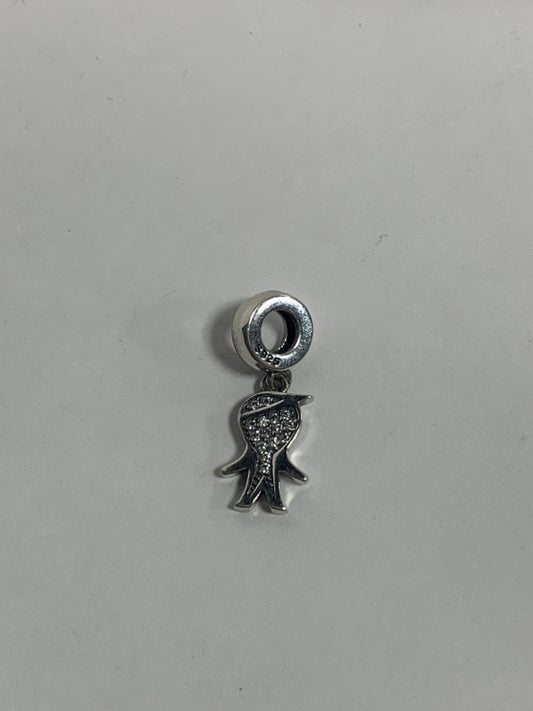 White Silver Boy Charm with CZ