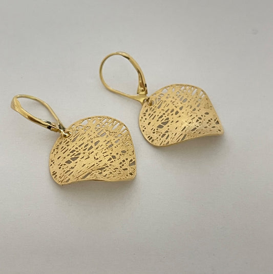 14K Yellow Gold Circle Net  Earring