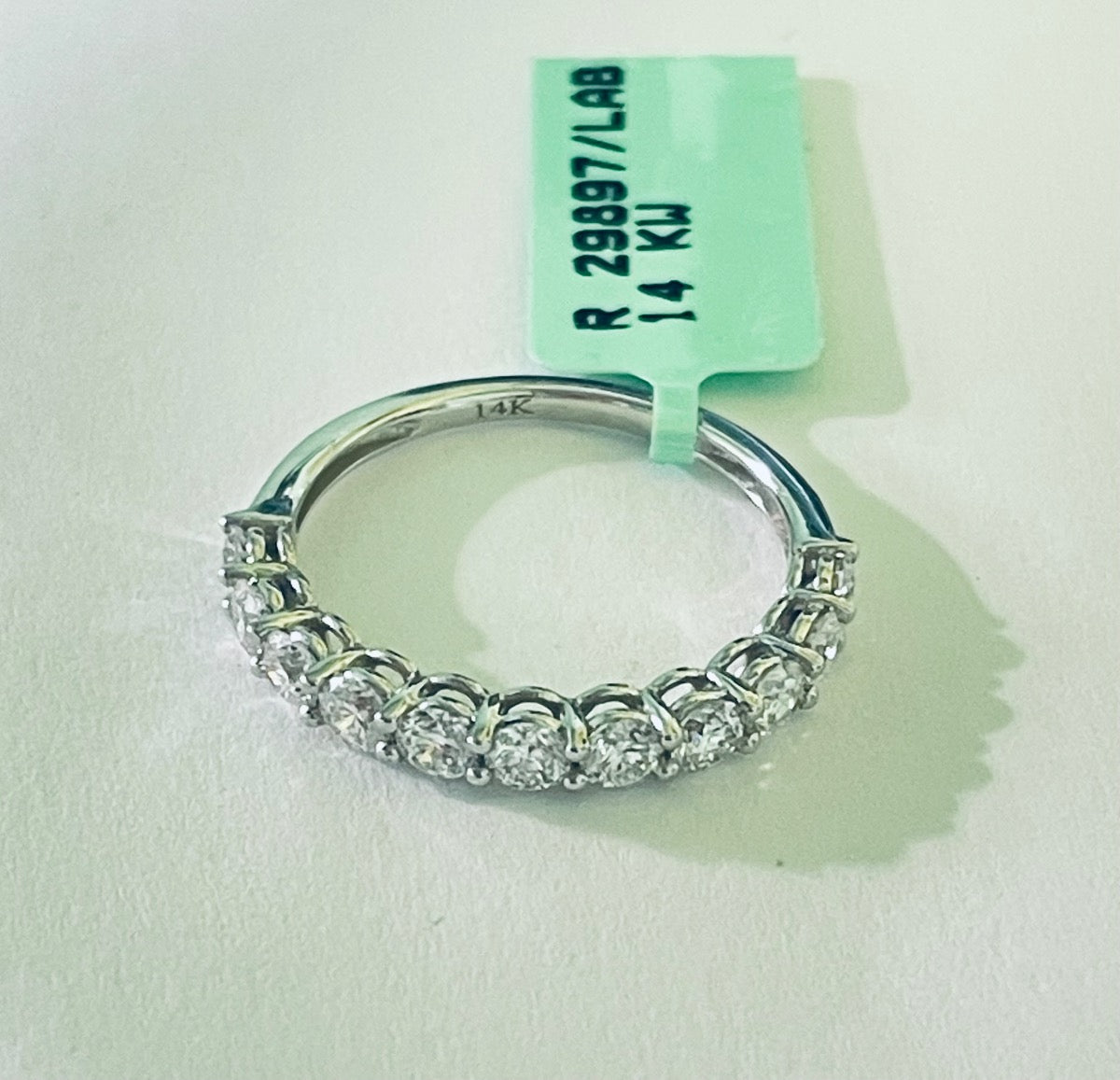 14K White Gold  Ring with Lab Diamond