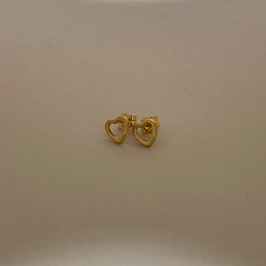 18K Yellow Gold Heart  Earring