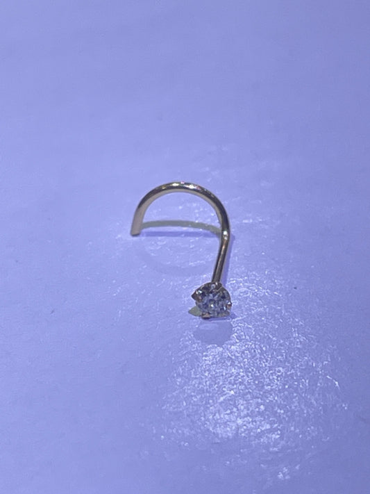 18K Yellow Gold Nose  Piercing with Diamond