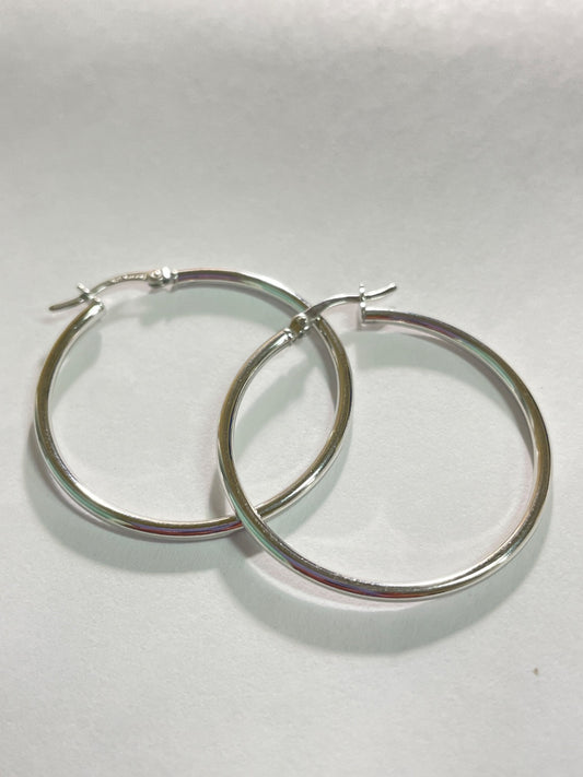 White Silver Hoop Earring