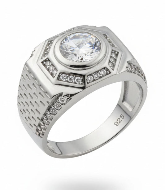 White Silver  Ring with CZ