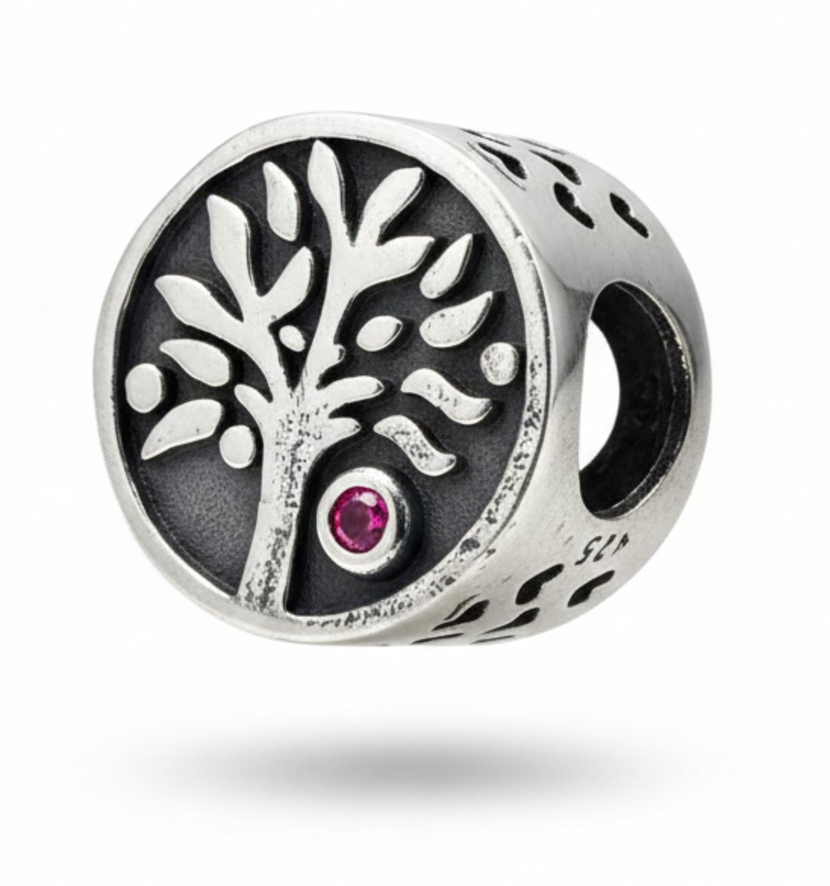 White Silver Pandore Tree Charm with CZ