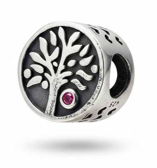 White Silver Pandore Tree Charm with CZ