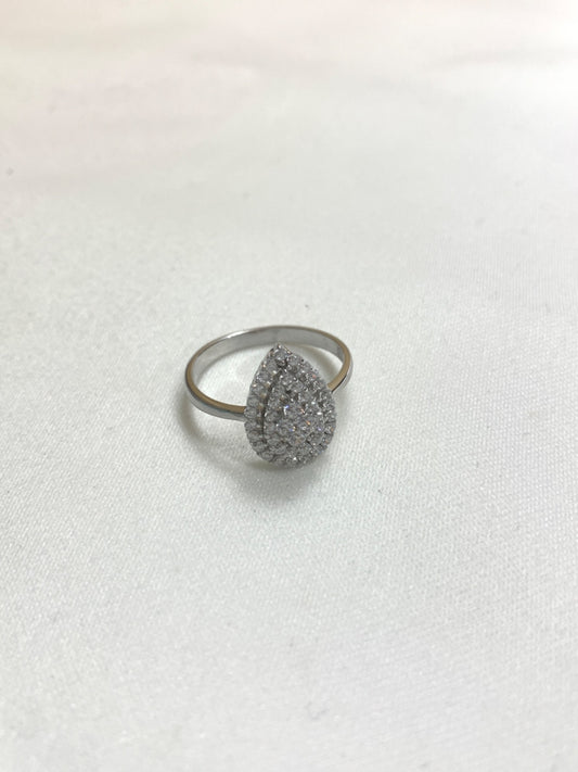 White Silver  Ring with CZ