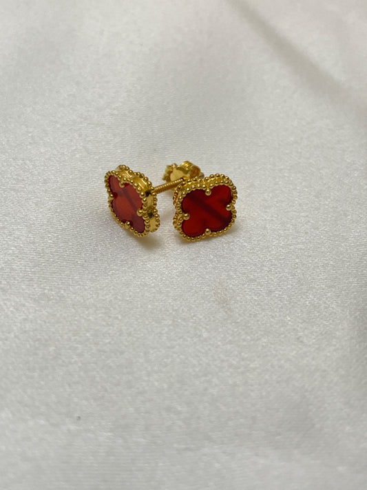 18K Yellow Gold Clover  Earring