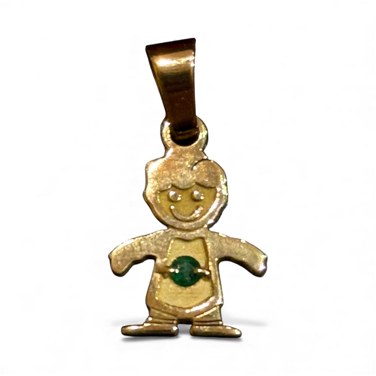 18K Yellow Gold Boy Charm with Emerald