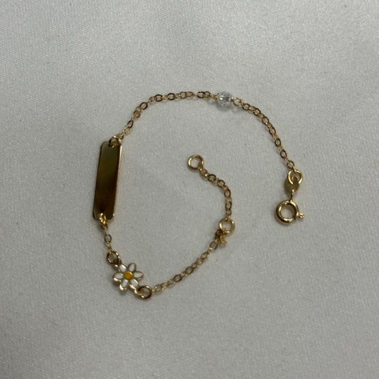 14K Yellow Gold Flower  Baby Bracelet