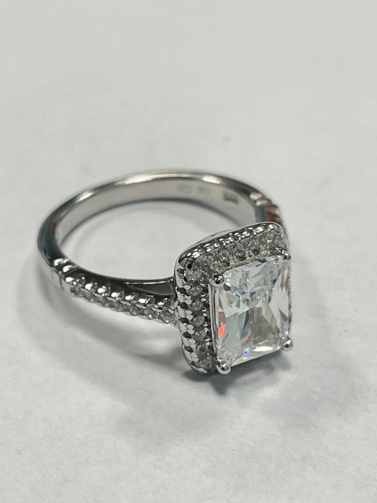 White Silver  Engagement Ring with CZ