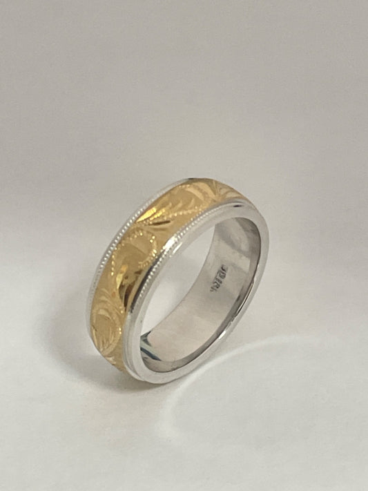 18K Two-Tone Gold HandMade Wedding Band