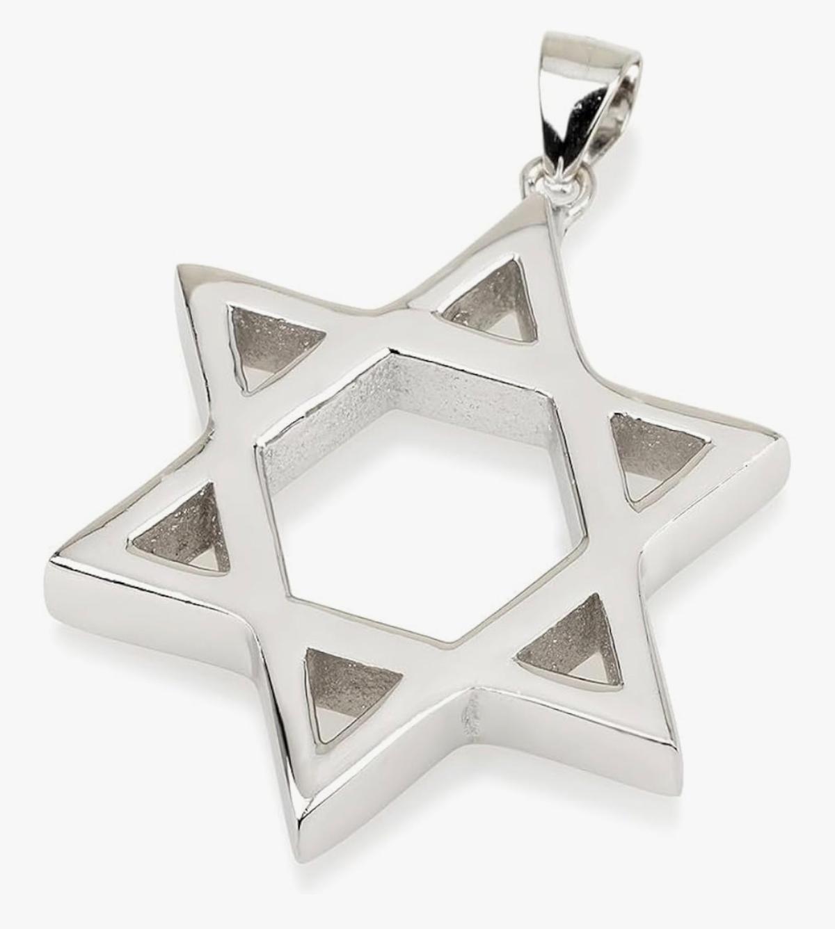 White Silver Star Of David Pendant