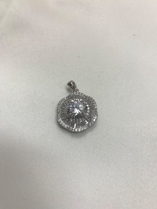 White Silver  Pendant with CZ