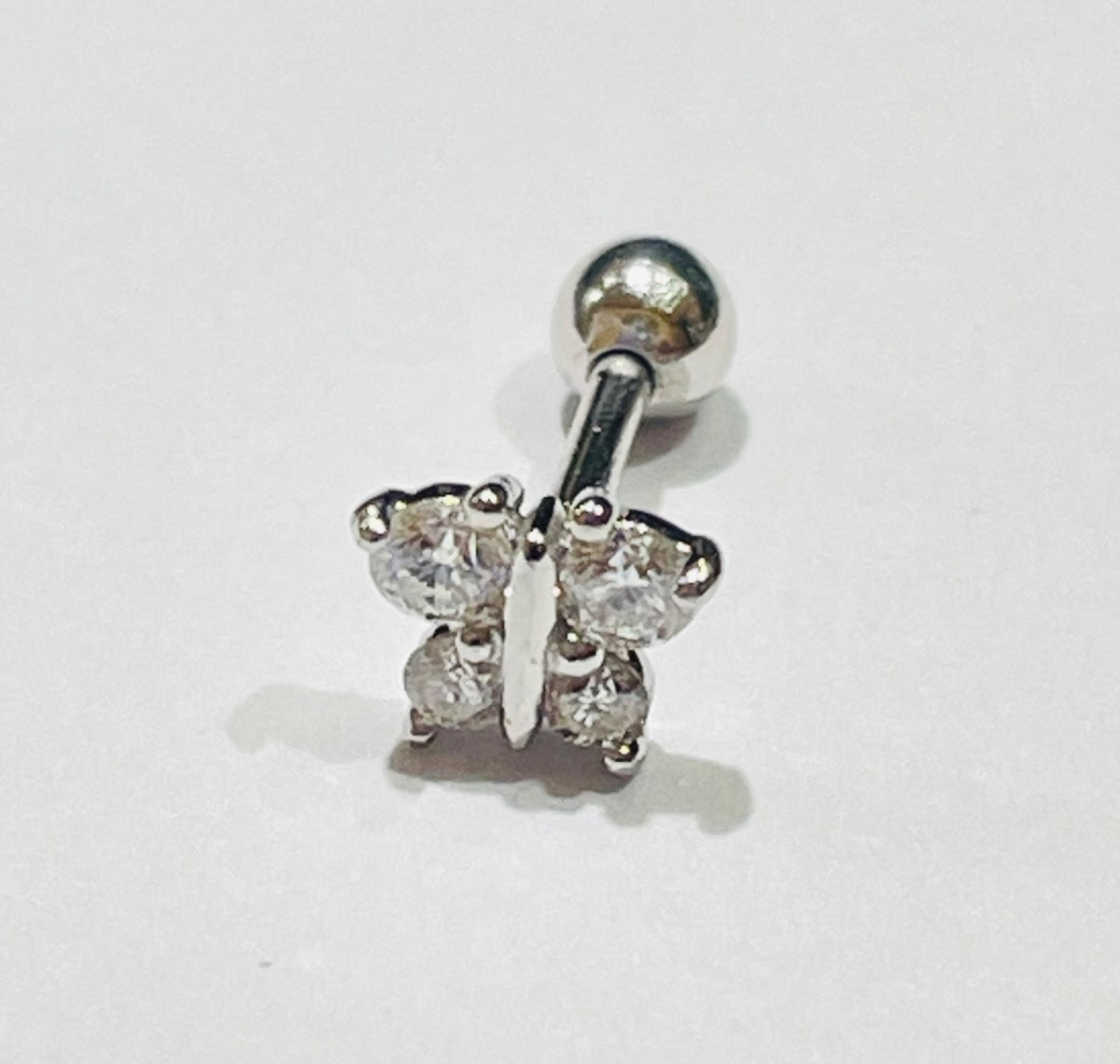 14K White Gold Butterfly  Piercing with Diamond
