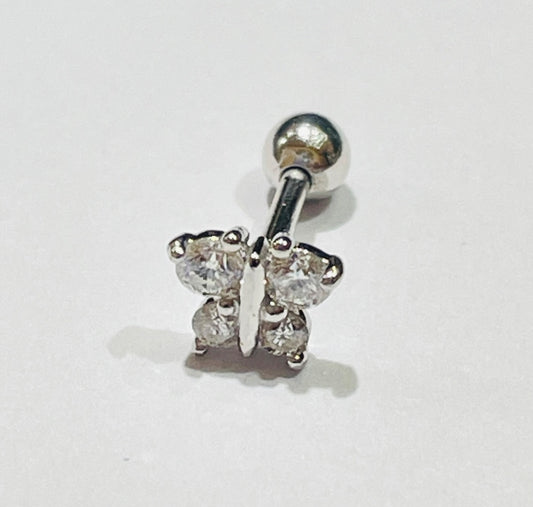 14K White Gold Butterfly  Piercing with Diamond