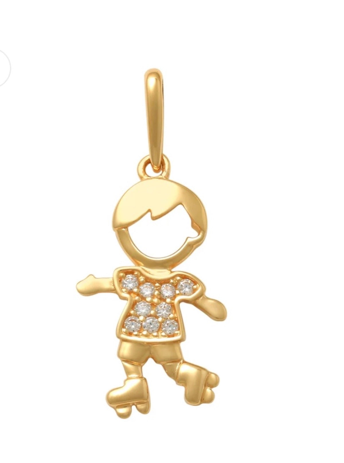 14K Yellow Gold Boy Pendant with CZ