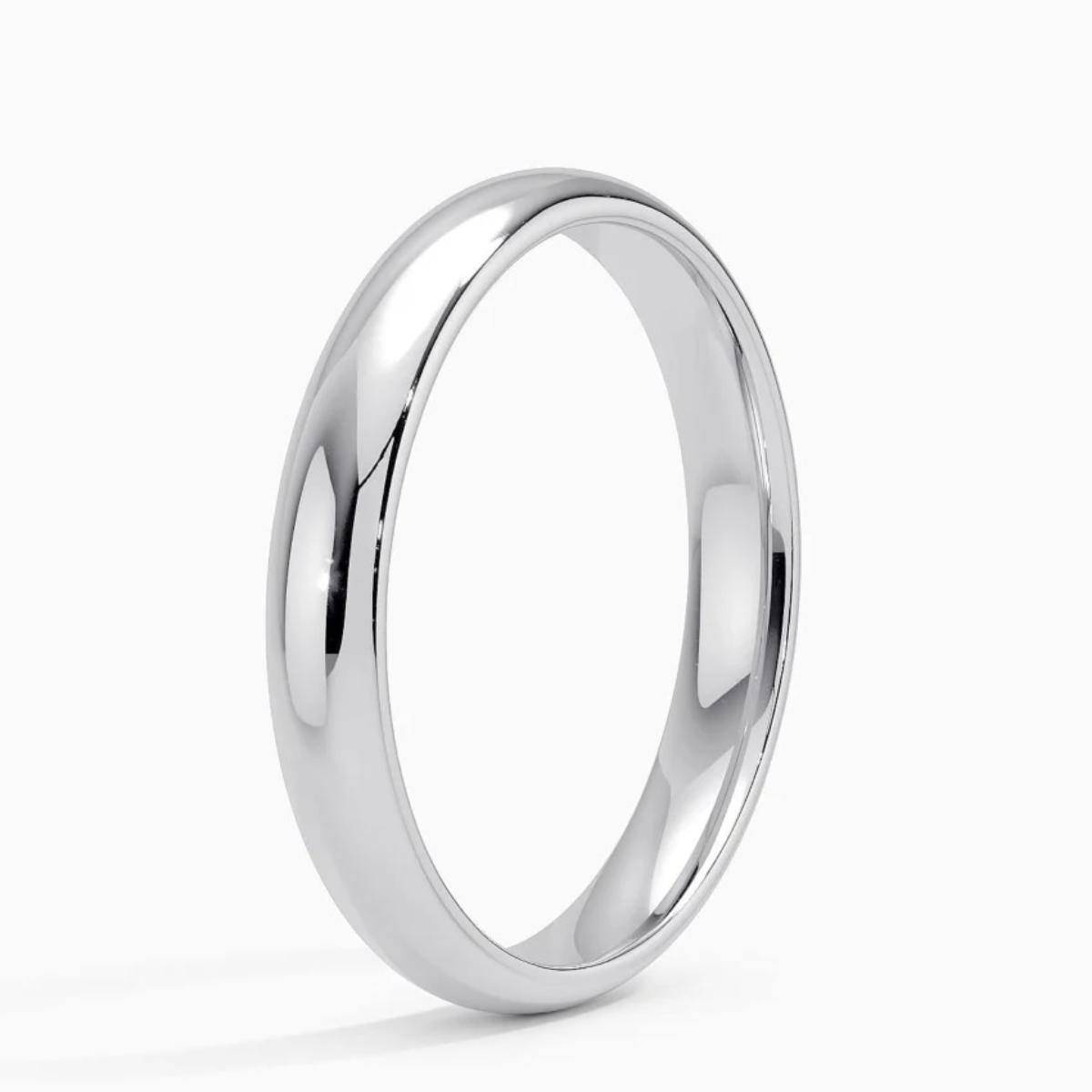 White Silver  Wedding Band