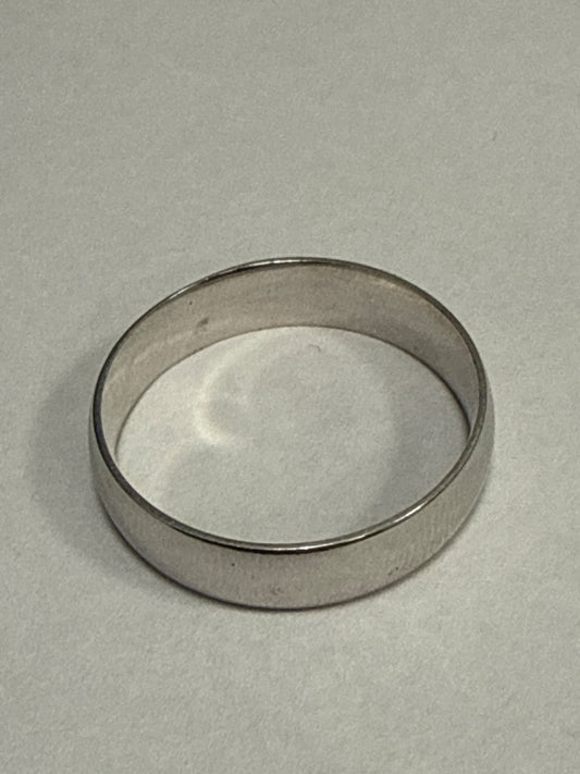 White Silver  Wedding Band