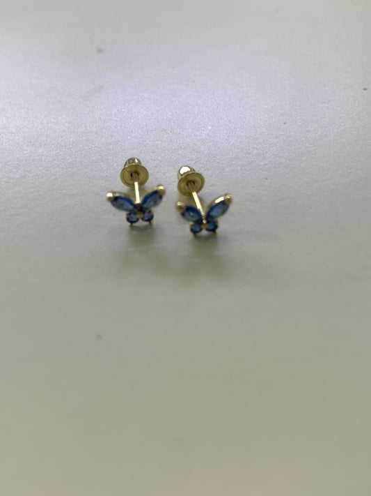 Brincho de borboleta de ouro amarelo de 14k com CZ