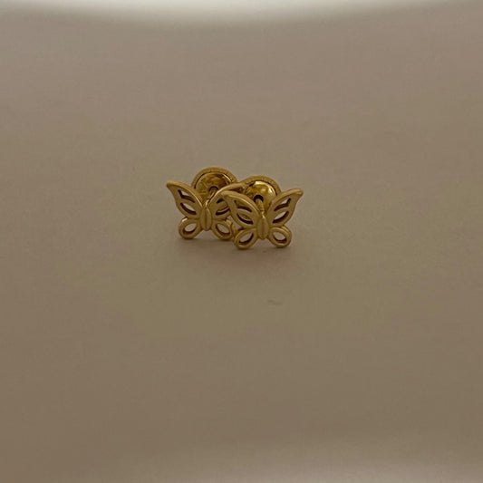 18K Yellow Gold Butterfly  Earring