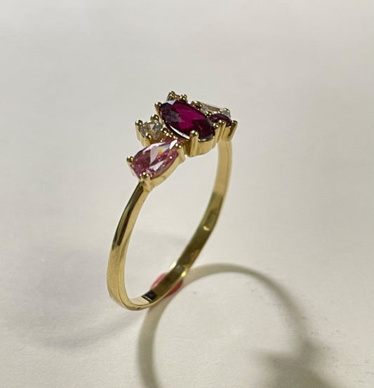 18K Yellow Gold  Ring with CZ