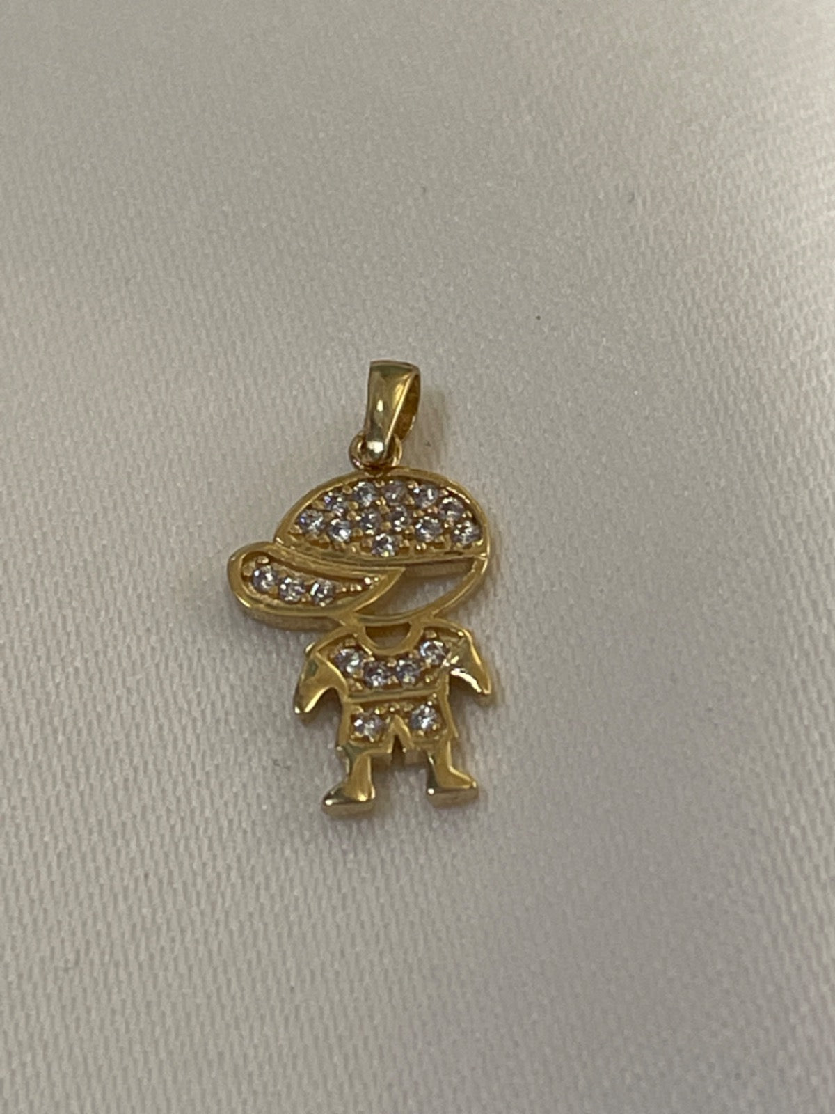 18K Yellow Gold Boy Pendant with CZ