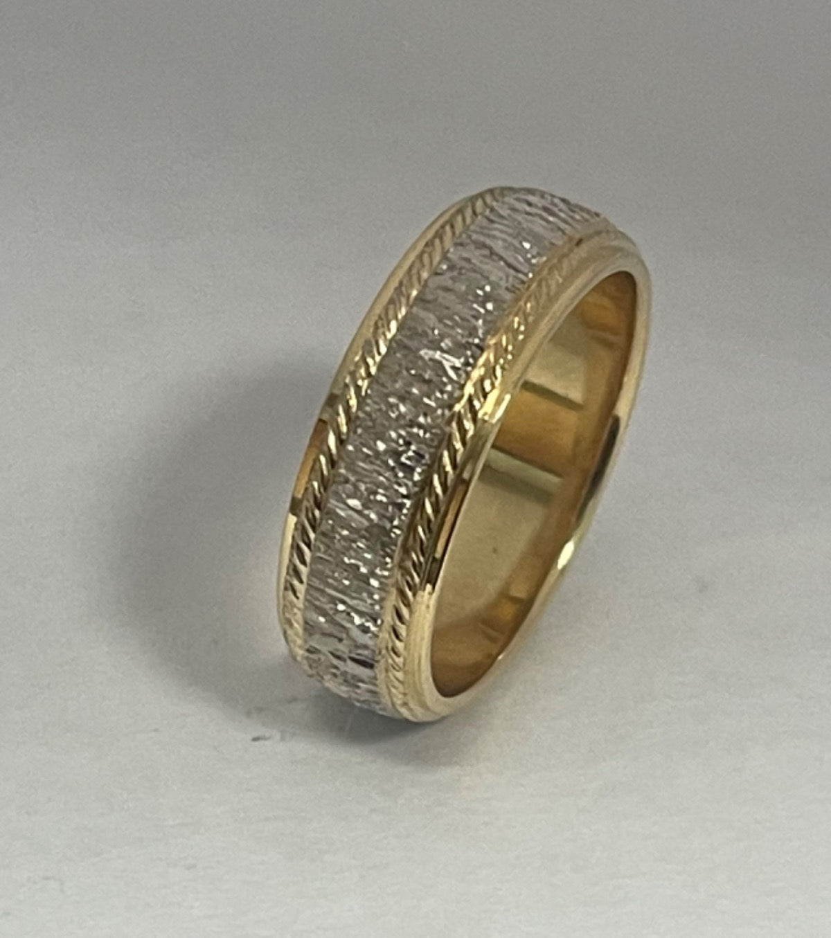 18K Two-Tone Gold Diamond Cut  Wedding Band